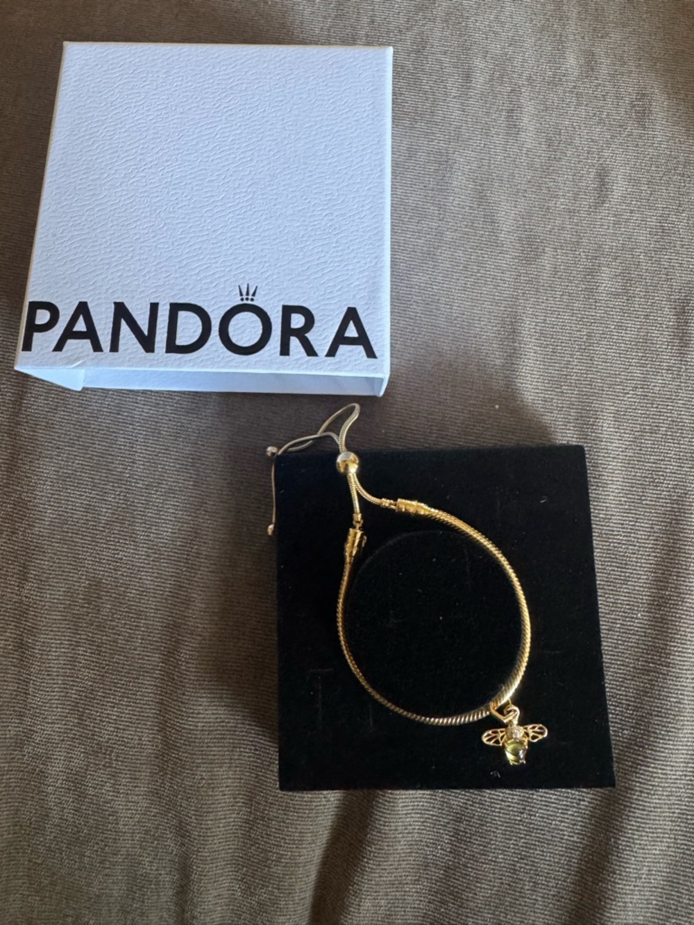 Pandora Gold Bee Charm Bracelet with Snake Chain